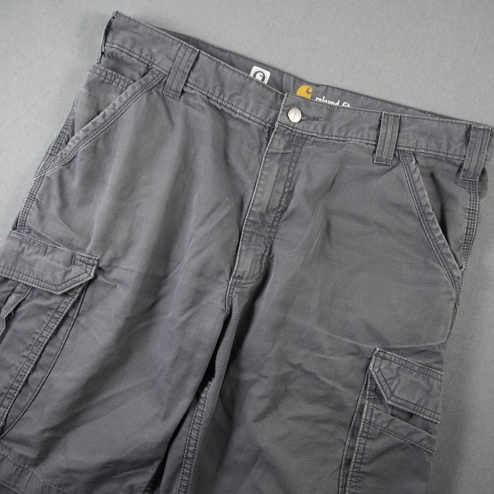 Carhartt Cargo Ripstop Work Utility Shorts Mens 36 Grey Force Relaxed Fit 11"